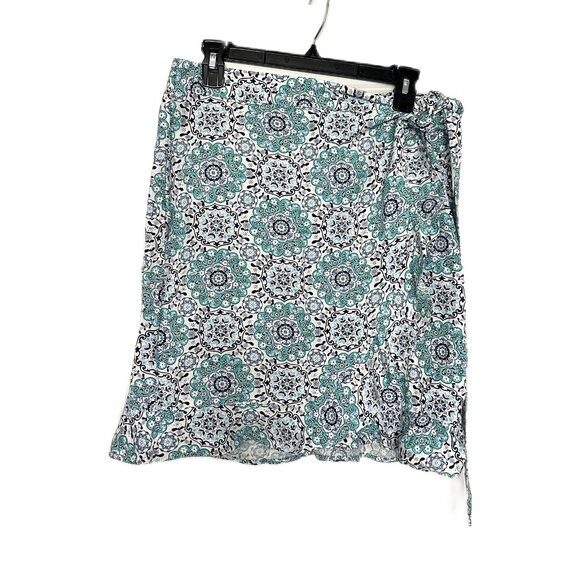 LOFT| Paisley Ruffle Wrap Skirt | Blue | Size: 6 - Picture 1 of 10
